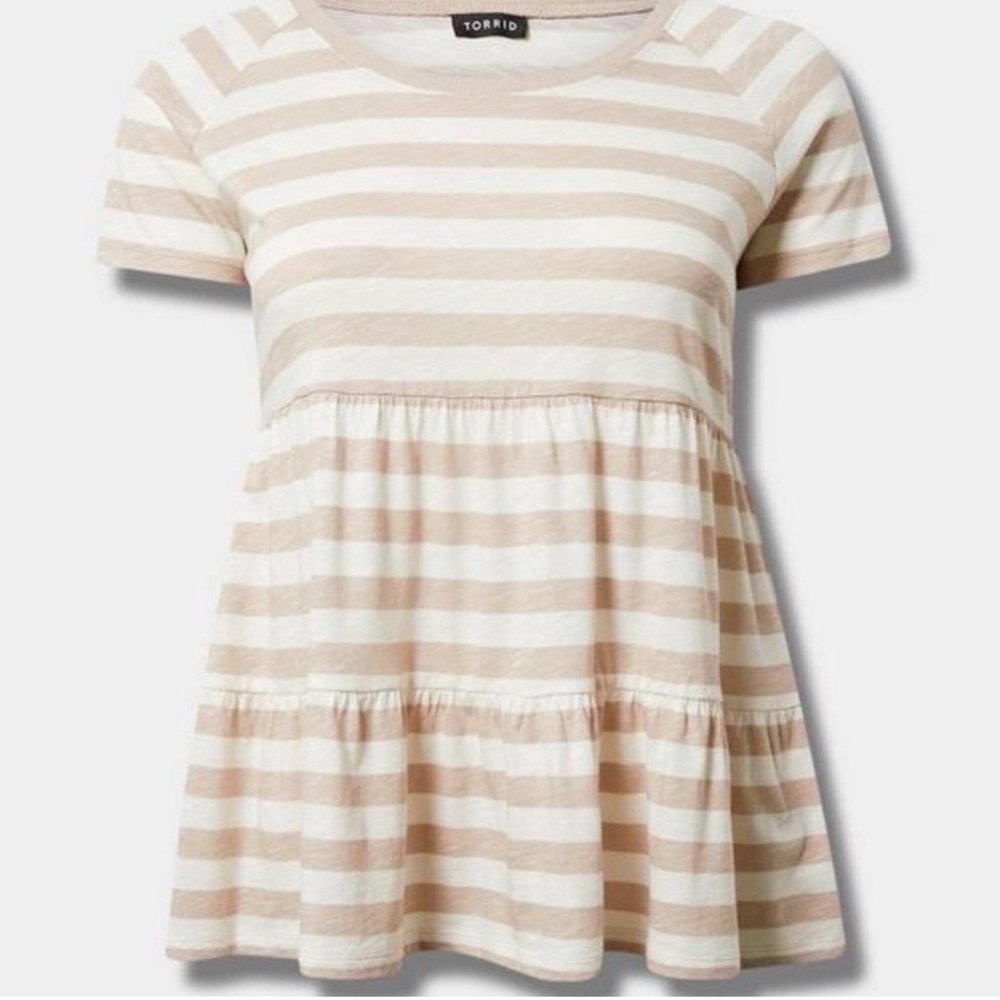 Torrid Beige and White Patterned Top